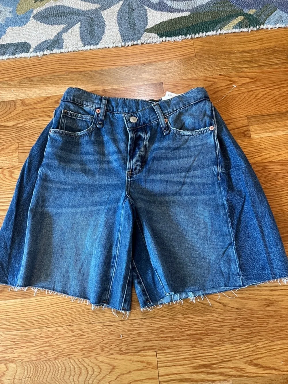 Free People Boomerang Long Denim Shorts Size 24 NWT